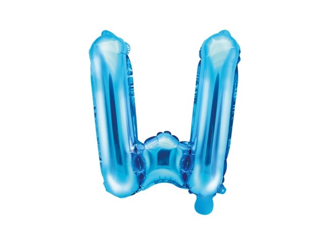 Fóliový balonek písmeno W, 35cm, modrá barva - pouze na vzduch (zn. PartyDeco)