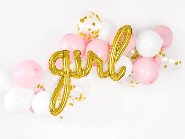 Foliový balonek, nápis "Girl" zlatý