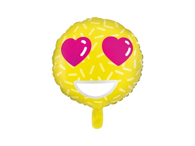 Foliový balónek Smajlík se srdíčkovými oči, 45cm (zn. PartyDeco)