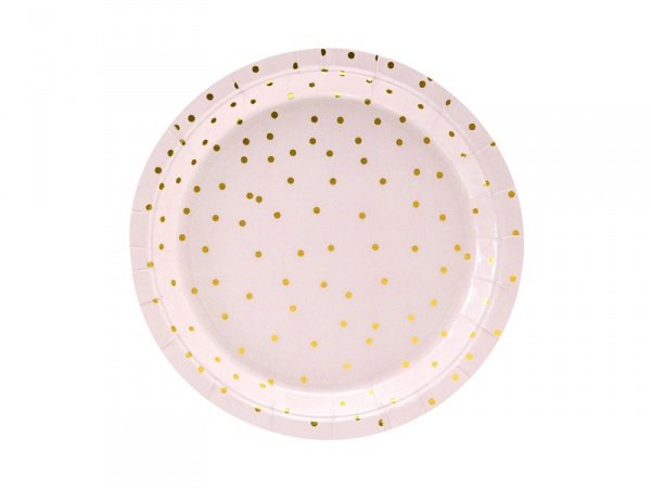 Papírový talířek, růžový s puntíkem, 18cm