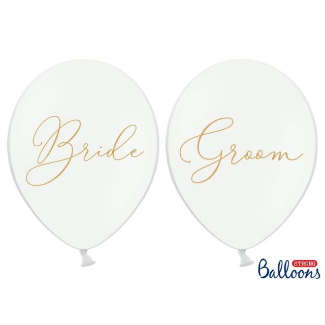 Latexový balónek Bride/Groom, bílý, 30cm (zn. StrongBalloons) - Balónek "Bride" pastelový bílý, 30cm