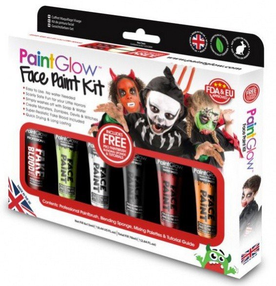 Sada barev na obličej i tělo Halloween, 13ml, set 6ks (zn. PainGlow)