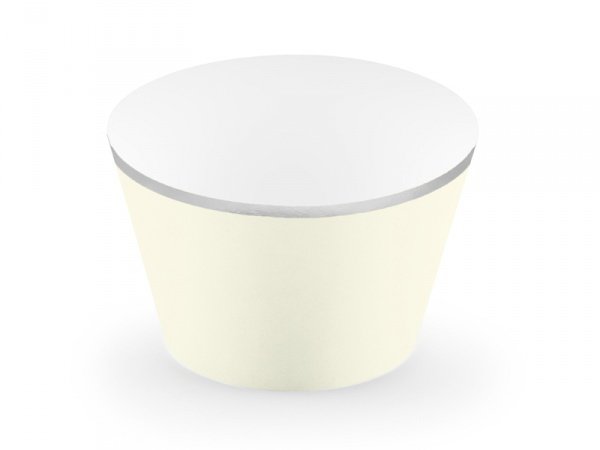 Košíčky na Cupcake, béžové se stříbrným lemem, 4.8x7.6cm, set 6ks (zn. PartyDeco)