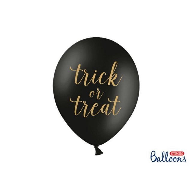 Latexový balónek "Trick or Treat!", černý, pastelový, velikost 30 cm (zn. StrongBalloons) - 1 ks