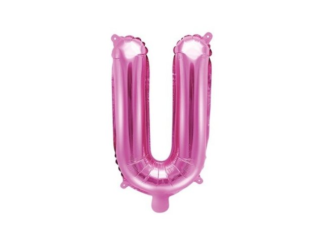Fóliový balónek, písmeno U, růžové, velikost 35cm (zn. PartyDeco)