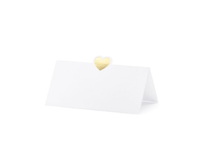 Jmenovky se zlatým srdcem, 10x5cm, set 10ks (zn. PartyDeco)