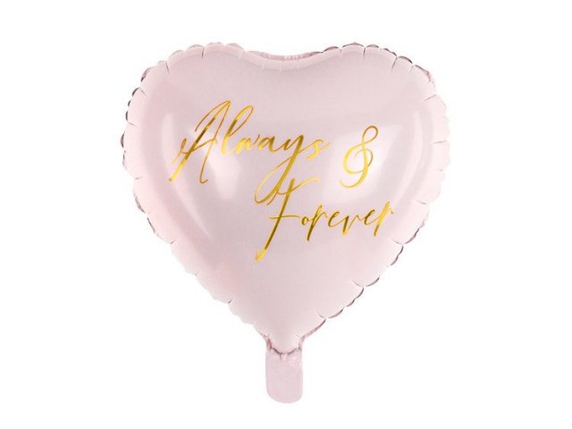 Fóliový balón 45 cm, srdce "Always and Forever" růžový