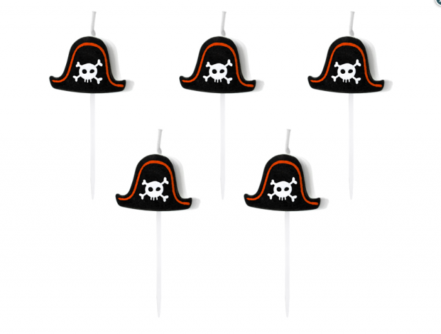 Narozeninové svíčky / Piráti, 2x3cm, set 5ks (zn. PartyDeco)