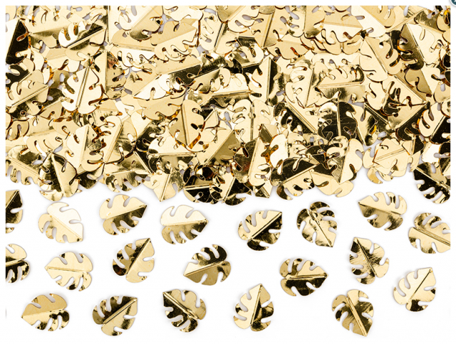 Kovové konfety List, zlaté, 15g