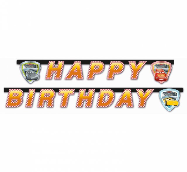 Závěsná girlanda Auta / Cars 3 - Happy birthday, délka 2m (zn. Procos)