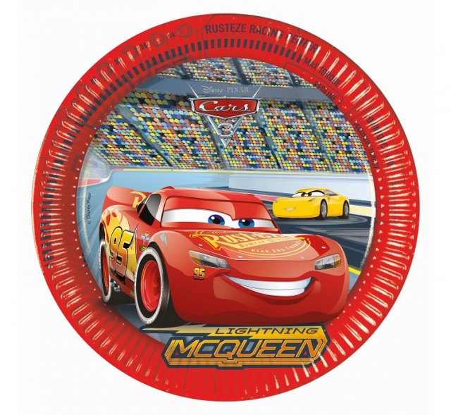 Papírové talířky Auta / Cars 3, 23cm, set 8ks (zn. Procos)