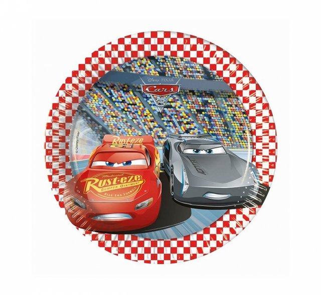 Papírové talířky Auta / Cars 3, Disney, velikost 20cm, set 8ks (zn. Procos)