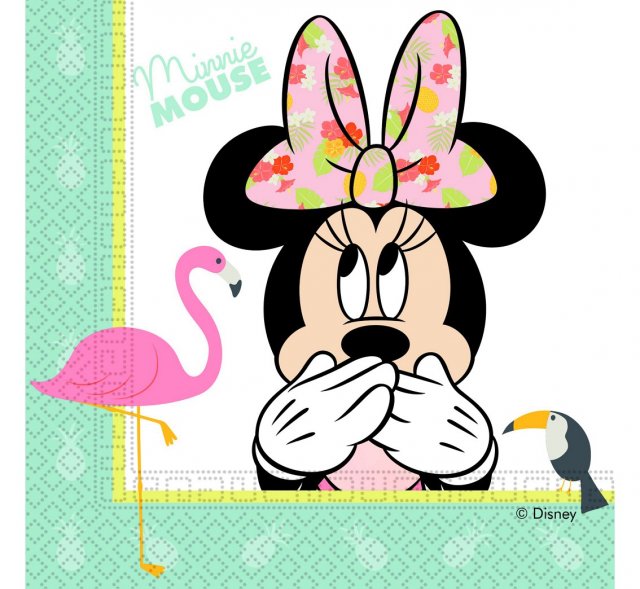 Ubrousky Minnie Mouse, Tropical, Disney, rozměr 33x33cm, set 20ks (zn. Procos)