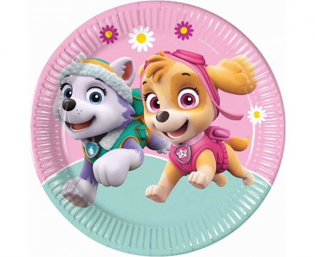 Papírové talířky Paw Patrol / Tlapková patrola, růžové, 23cm, set 8ks (zn. Procos)