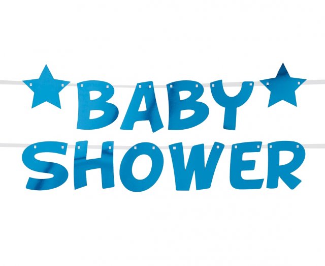 Závěsná girlanda BABY SHOWER, modrá barva, délka 2.5m