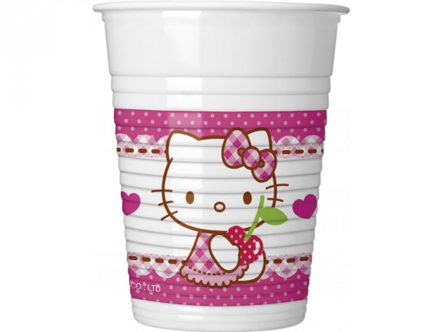 Plastové kelímky Hello Kitty Hearts / srdíčka, set 8ks (zn. Procos)