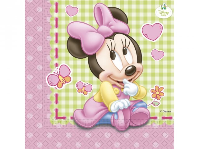 Ubrousky Minnie Mouse - Minnie Baby, rozměr 33x33cm, set 20ks