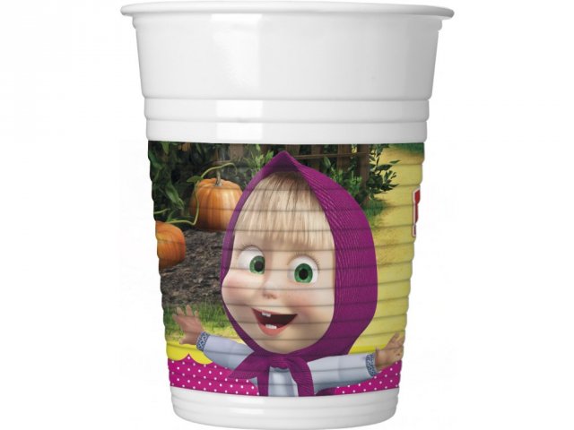 Plastové kelímky Máša a Medvěd, 200ml, set 8ks (zn. Procos)