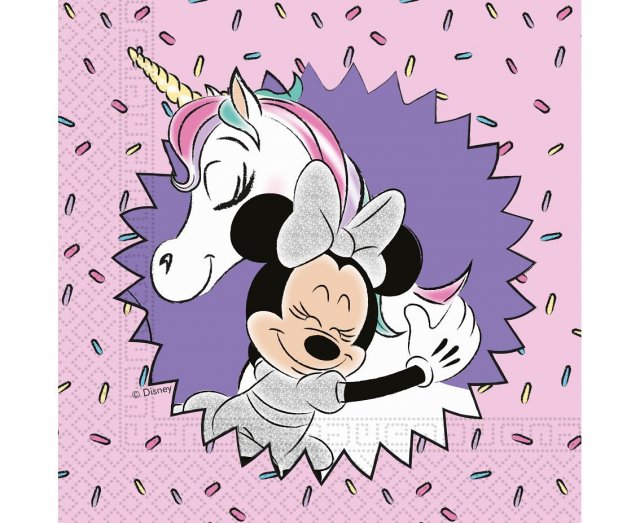 Ubrousky Minnie Mouse - Unicorn, rozměr 33x33cm, set 20ks (zn. Procos)