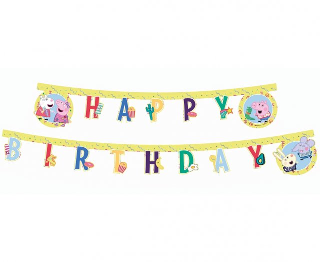 Závěsná girlanda Prasátko Peppa Happy birthday, délka 2.3m (zn. Procos)