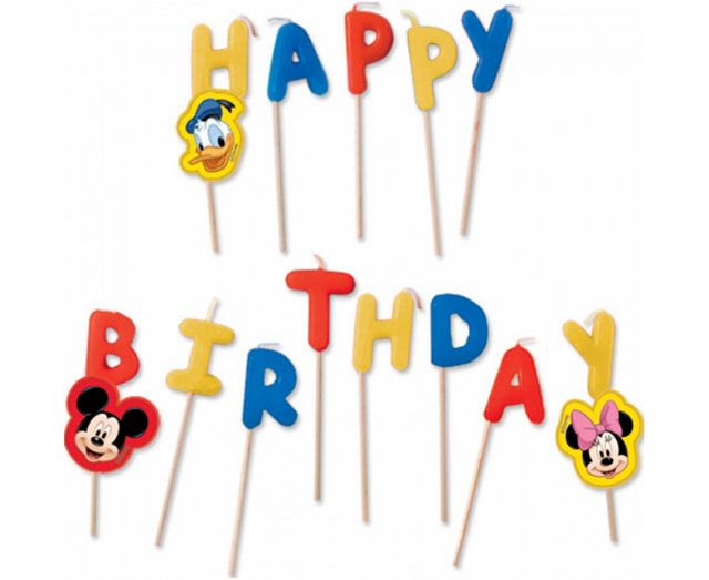 Zápichy svičky "Happy Birthday Mickey Party Time"
