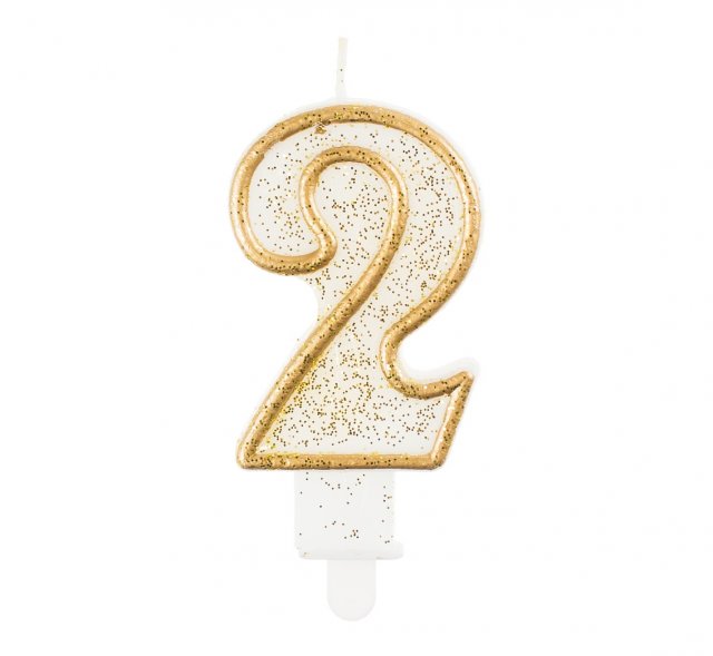 Svíčka číslice "2", zlatý obrys
