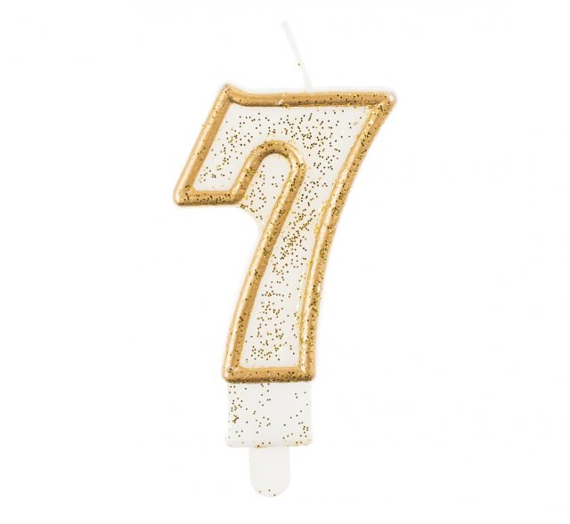 Svíčka číslice "7", zlatý obrys