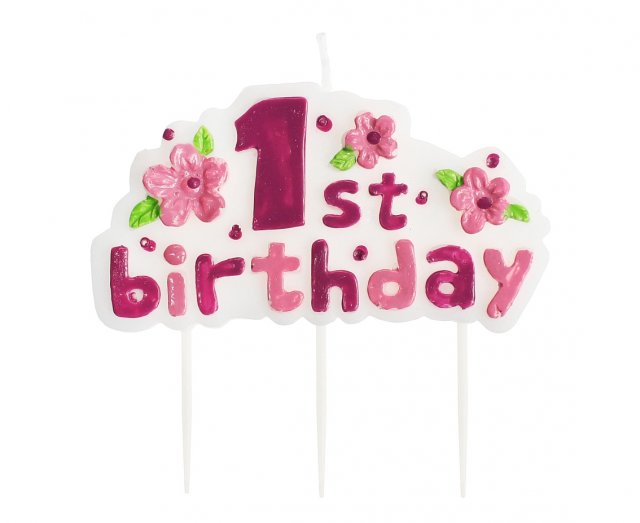 Svíčka " 1st Birthday", růžová