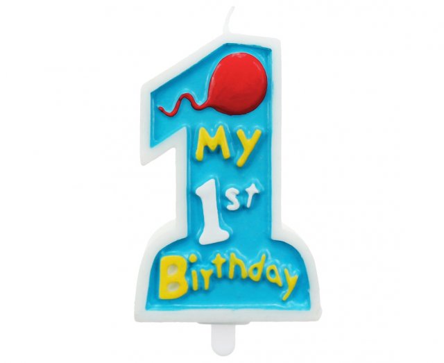 Svíčka moje 1. narozeniny / My 1st birthday - pro chlapečka, modrá (zn. Godan)