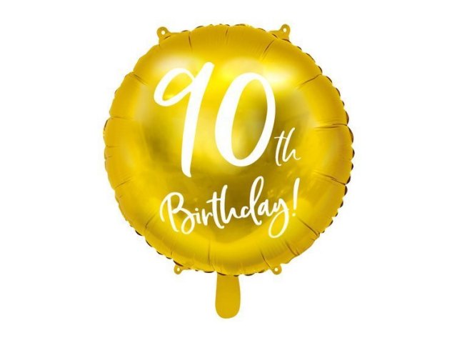 Foliový balónek 90th Birthday - zlatý, 45cm
