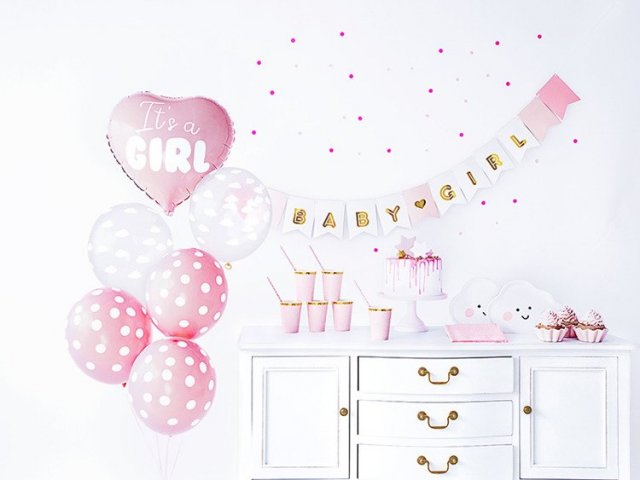 Výhodný SET Přivítání holčičky It´s a girl, v růžové barvě (zn. PartyDeco)