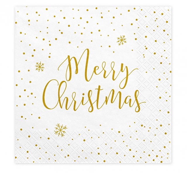 Ubrousky Merry Christmas, rozměr 33 x33cm, set 20ks (zn. PartyDeco)
