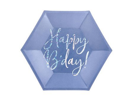 Papírový talíř Happy B´day, modrý - 20cm