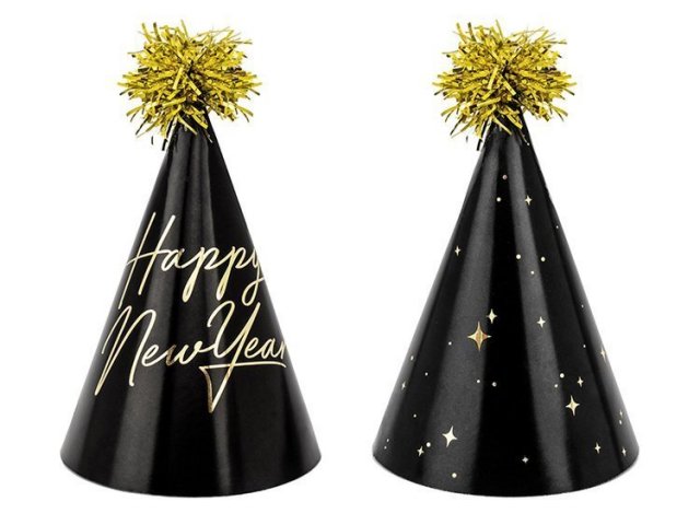 PARTY kloboučky Happy New Year, 16cm (zn. PartyDeco)