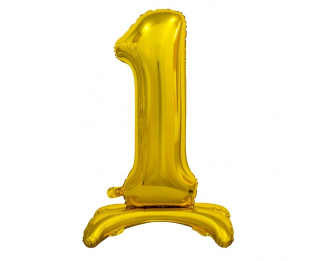 Fóliový balónek ČÍSLICE 1, stojací pouze na vzduch - zlatá barva, 74cm (zn. Godan)