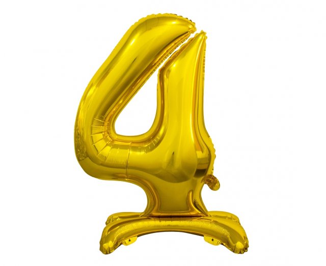 Foliový balón "stojící" číslo 4- zlatý, 74cm
