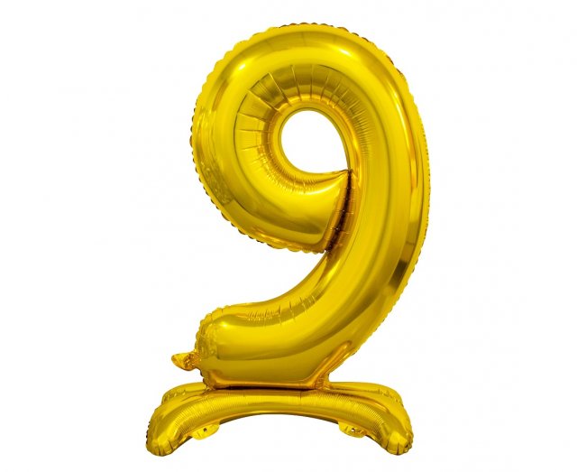 Foliový balón "stojící" číslo 9 - zlatý, 38 cm