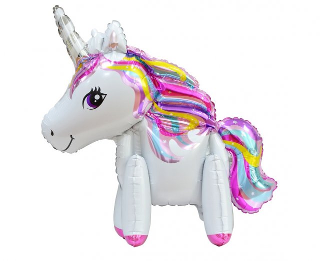 Fóliový balónek Jednorožec / Unicorn - bílý, samostojací, 65cm (zn. Godan)