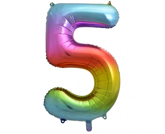 Foliový balón číslice "5" - duhový,  85cm