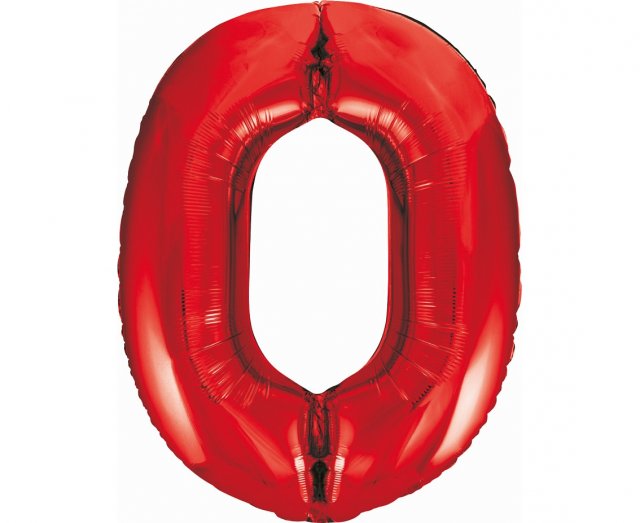 Foliový balón - číslice "0", červená
