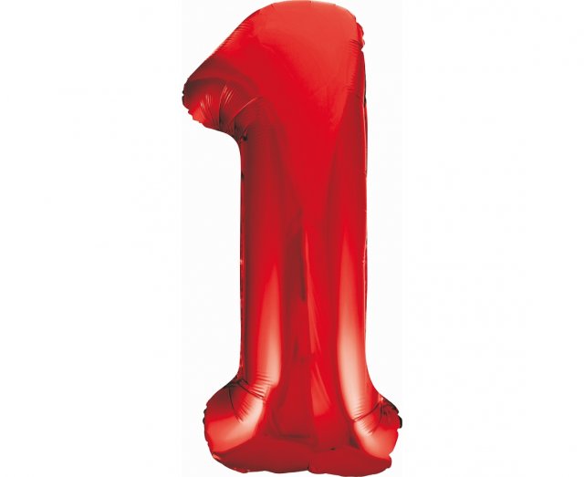 Foliový balón - číslice "1", červená