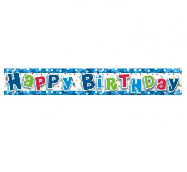Narozeninový banner Happy Birthday, modrá barva, délka 1.8m (zn. Godan)