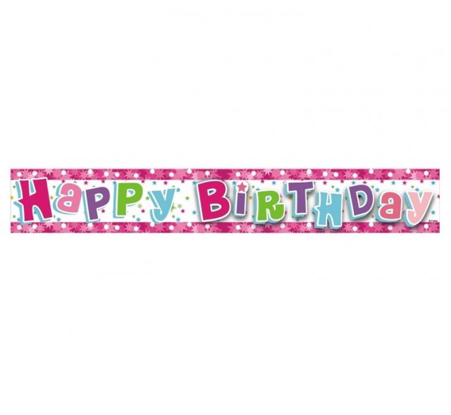 Girlanda "Happy Birthday"růžová, 1,8m