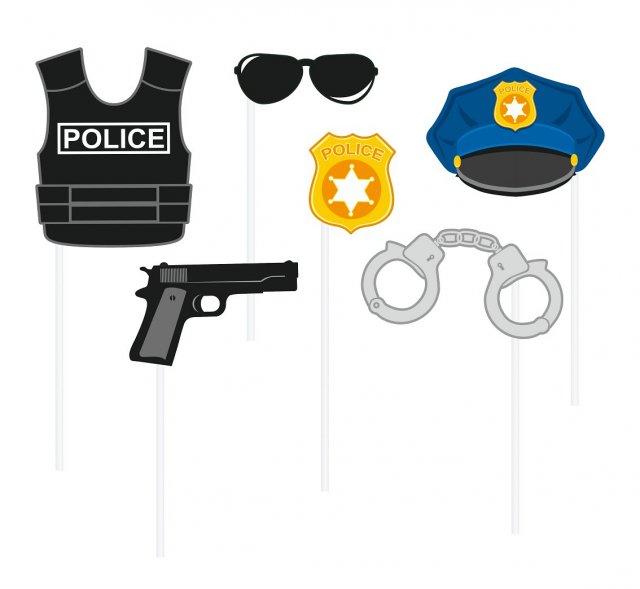 Policejní rekvizity do fotokoutku, set 6ks (zn. Godan)