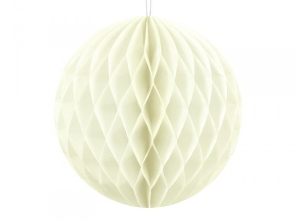 Papírová dekorační koule závěsná - krémová barva, velikost 30cm (zn. PartyDeco)