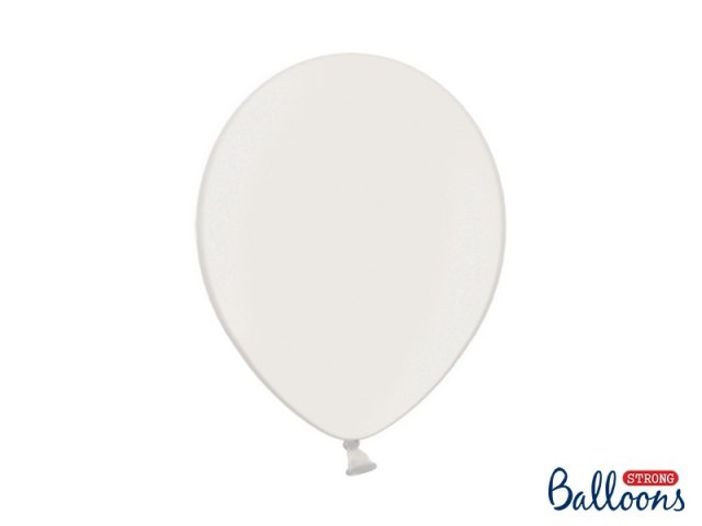 Latexové balónky metalické, bílá barva, velikost 30cm - set 10ks (zn. StrongBalloons)