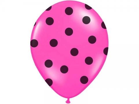Balónek pastelový, růžový s puntíky, 30cm - 1 ks