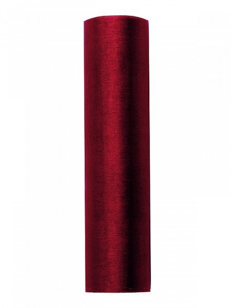 Organza, vínově červená, šířka 16cm / délka 9m (zn. PartyDeco)
