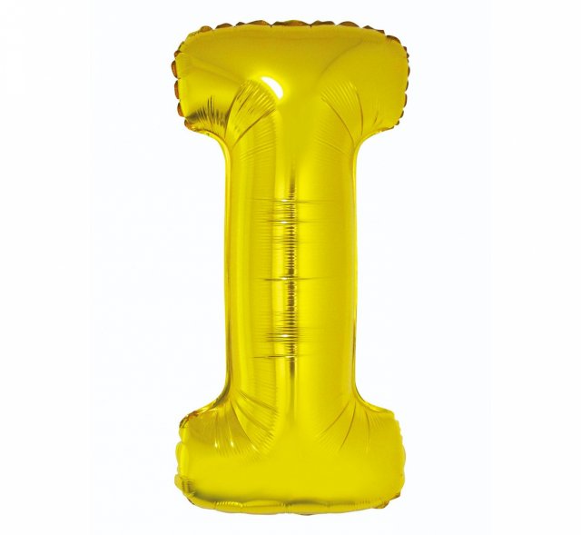 Fóliový balón písmeno I - zlatá barva, velikost 85cm (zn. Godan)