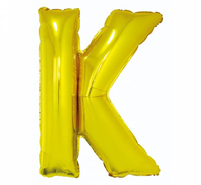 Fóliový balón písmeno K - zlatá barva, velikost 85cm (zn. Godan)